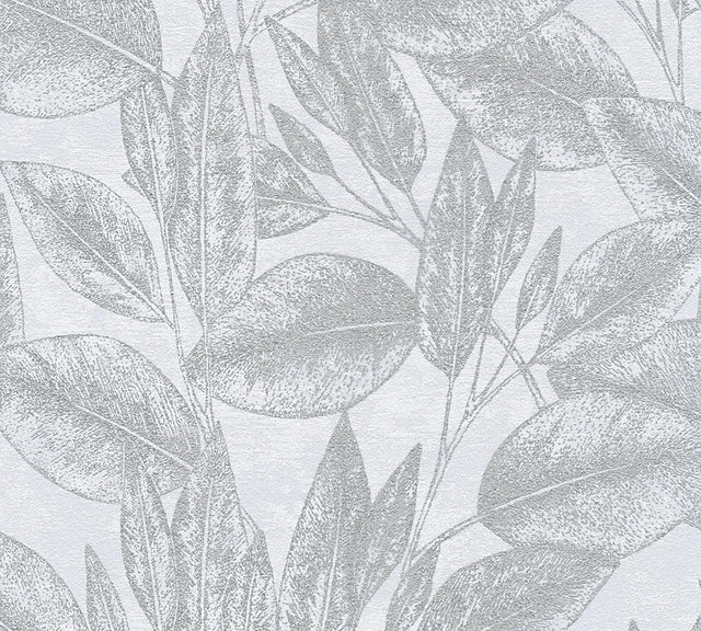 Brewster Home Fashions Suki Silver Leaves Wallpaper