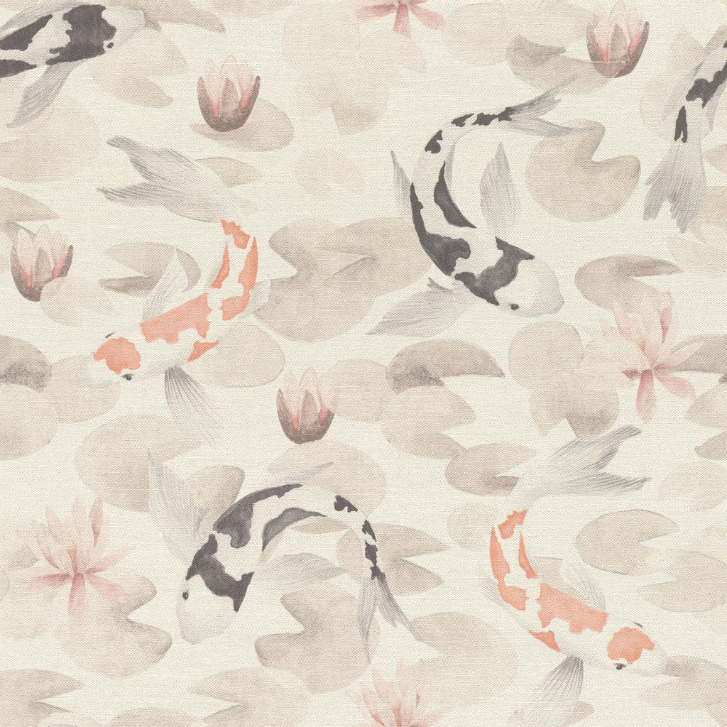 Brewster Home Fashions Nobu Koi Fish Beige Wallpaper