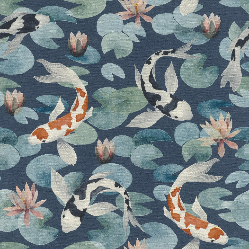 Brewster Home Fashions Nobu Blue Koi Fish Wallpaper