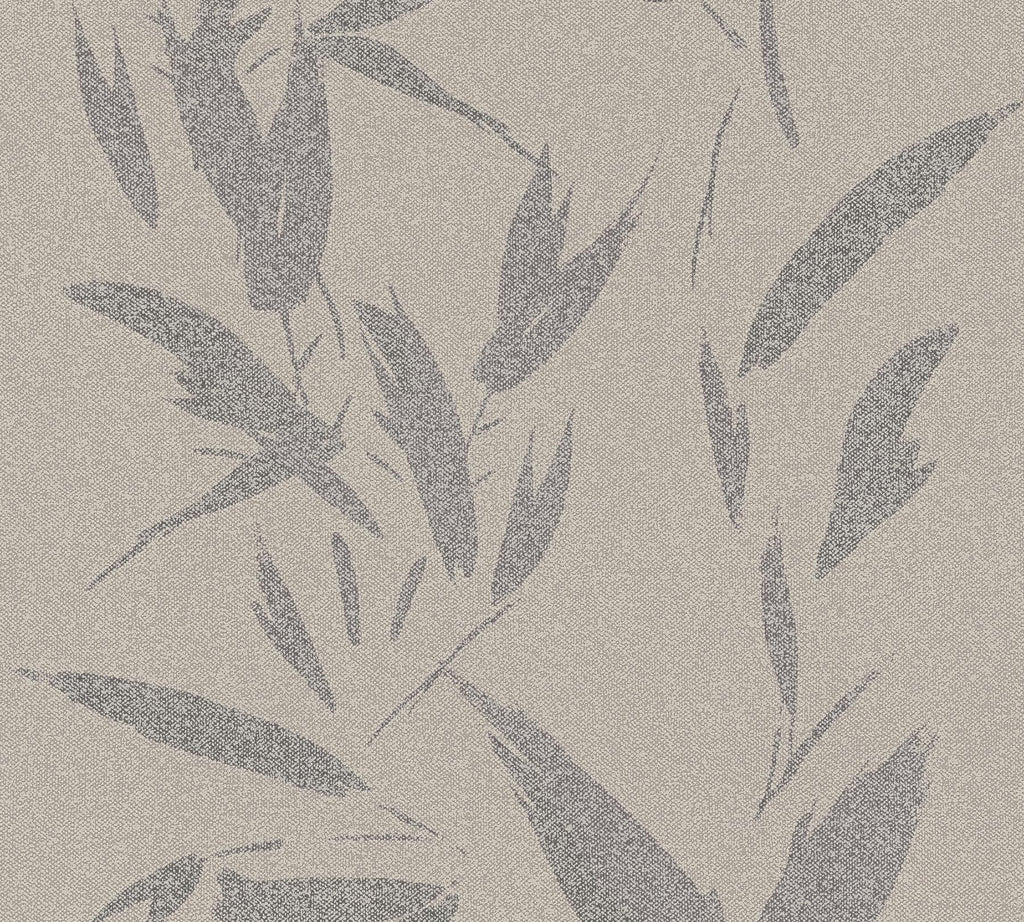 Brewster Home Fashions Kaiya Leaves Grey Wallpaper