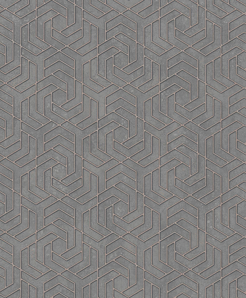 Brewster Home Fashions Tama Charcoal Geometric Wallpaper