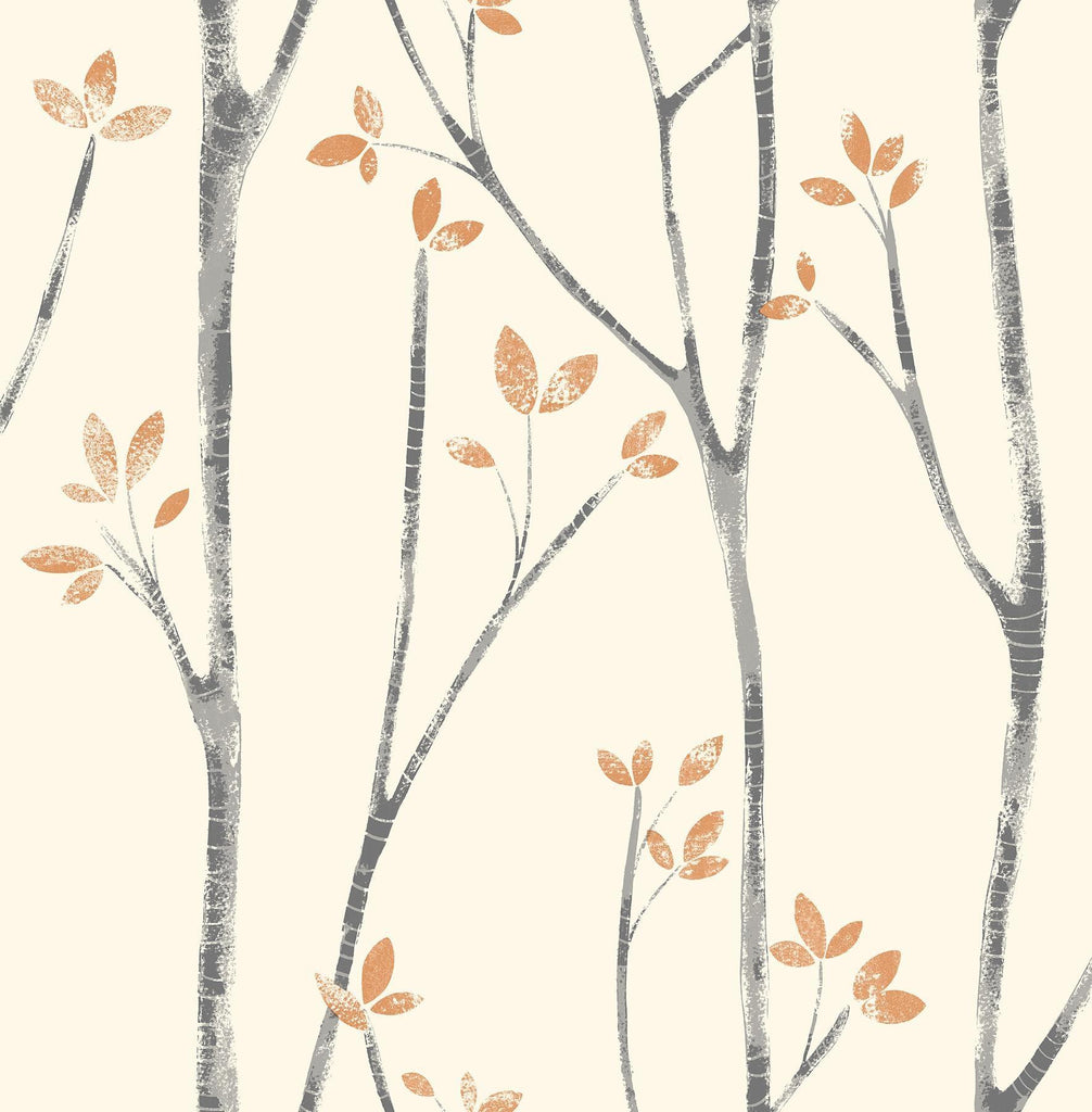 Brewster Home Fashions Ingrid Orange Scandi Tree Wallpaper