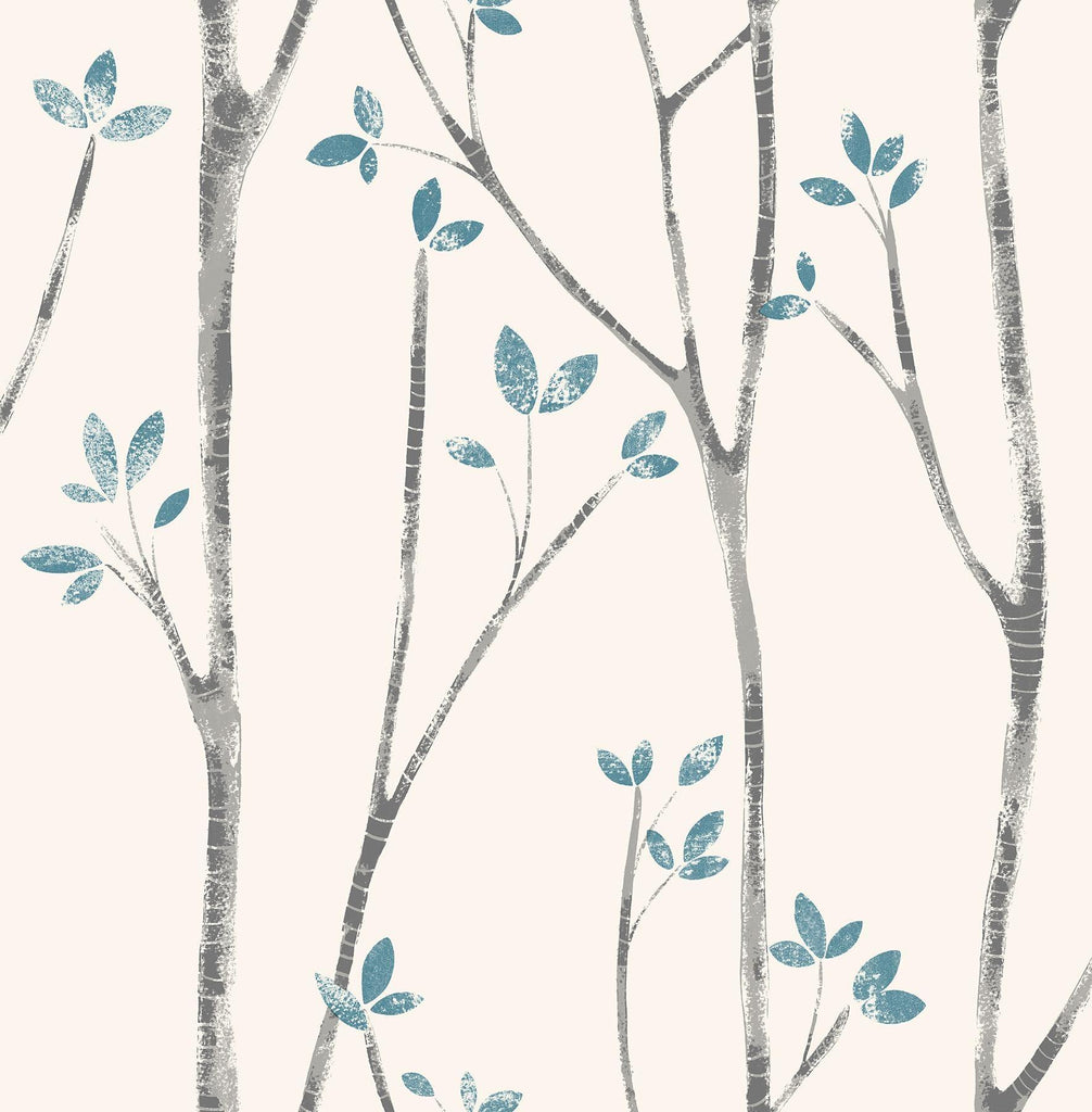 Brewster Home Fashions Ingrid Blue Scandi Tree Wallpaper