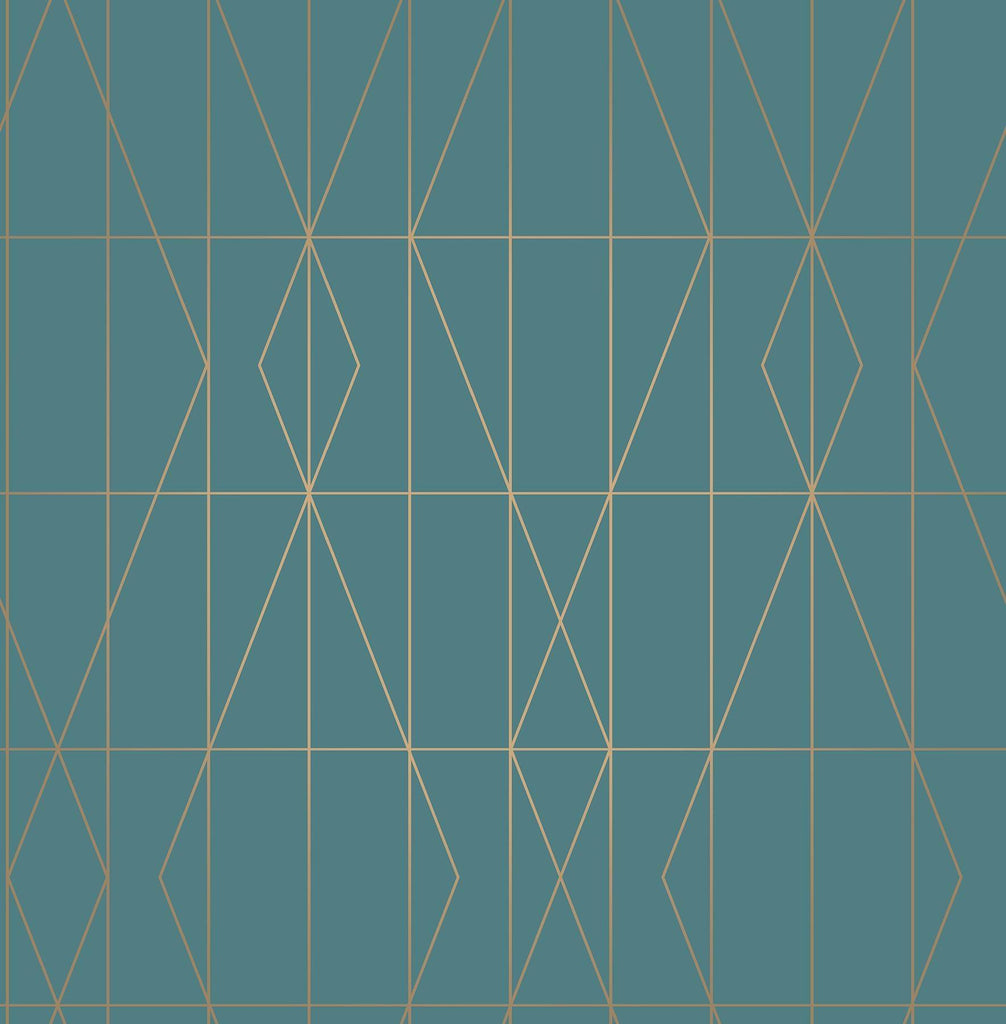 Brewster Home Fashions LeVeque Teal Deco Diamond Geo Wallpaper