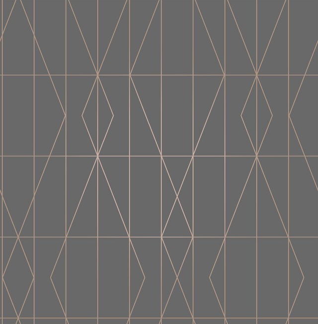 Brewster Home Fashions LeVeque Charcoal Deco Diamond Geo Wallpaper