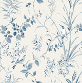Brewster Home Fashions Mariko Botanical Blue  Wallpaper