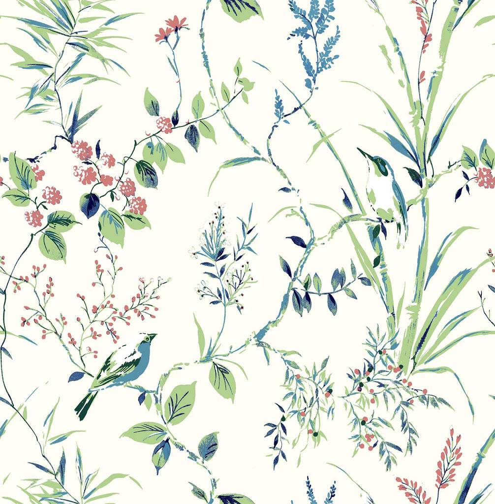 Brewster Home Fashions Mariko Botanical Green  Wallpaper
