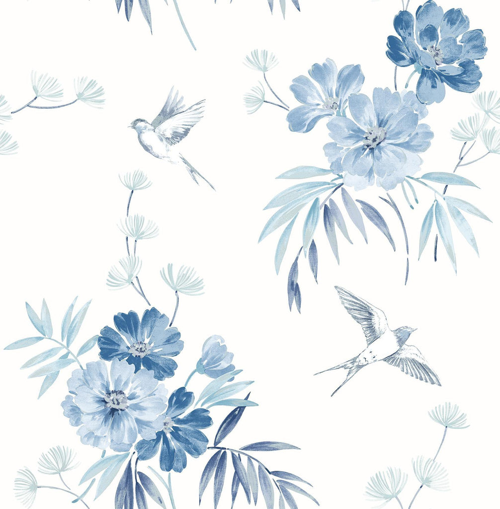Brewster Home Fashions Deja Blue Floral Wallpaper