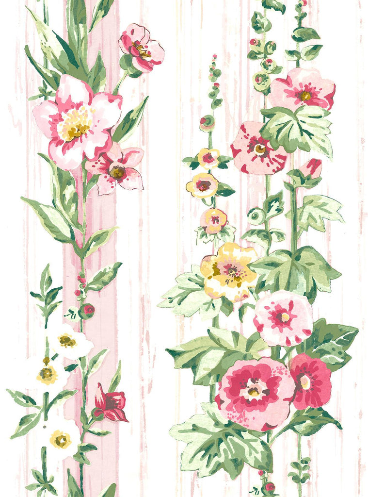 A-Street Prints Delisa Pink Floral Stripe Wallpaper