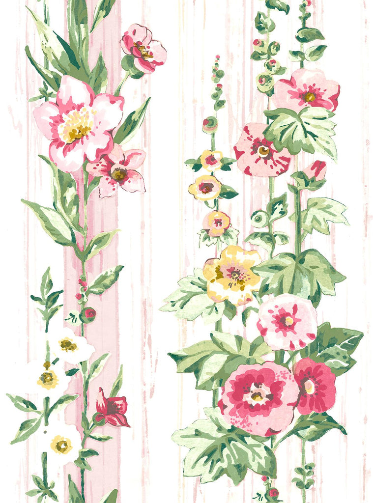 A-Street Prints Delisa Floral Stripe Pink Wallpaper