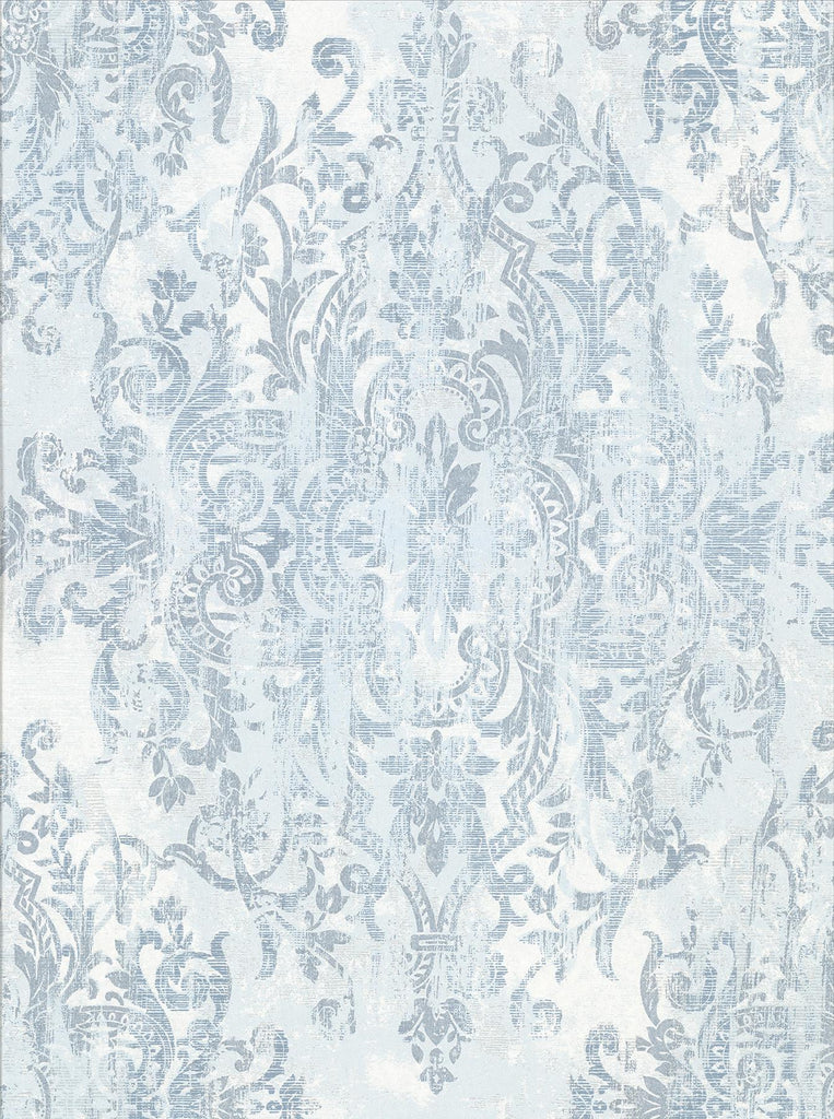 Brewster Home Fashions Shirley Slate Distressed Damask Wallpaper