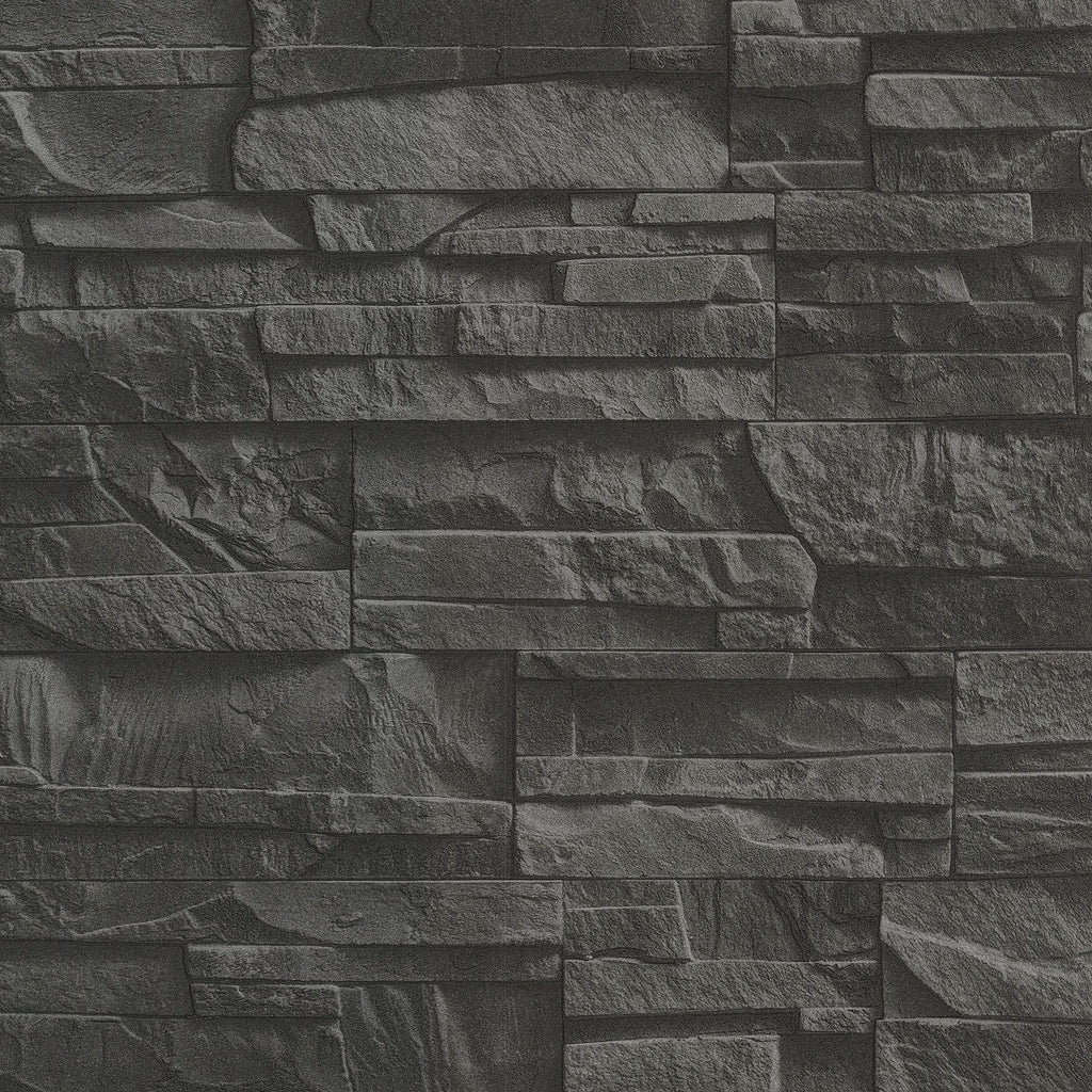 Brewster Home Fashions Collegiate Charcoal Stacked Slate Wallpaper