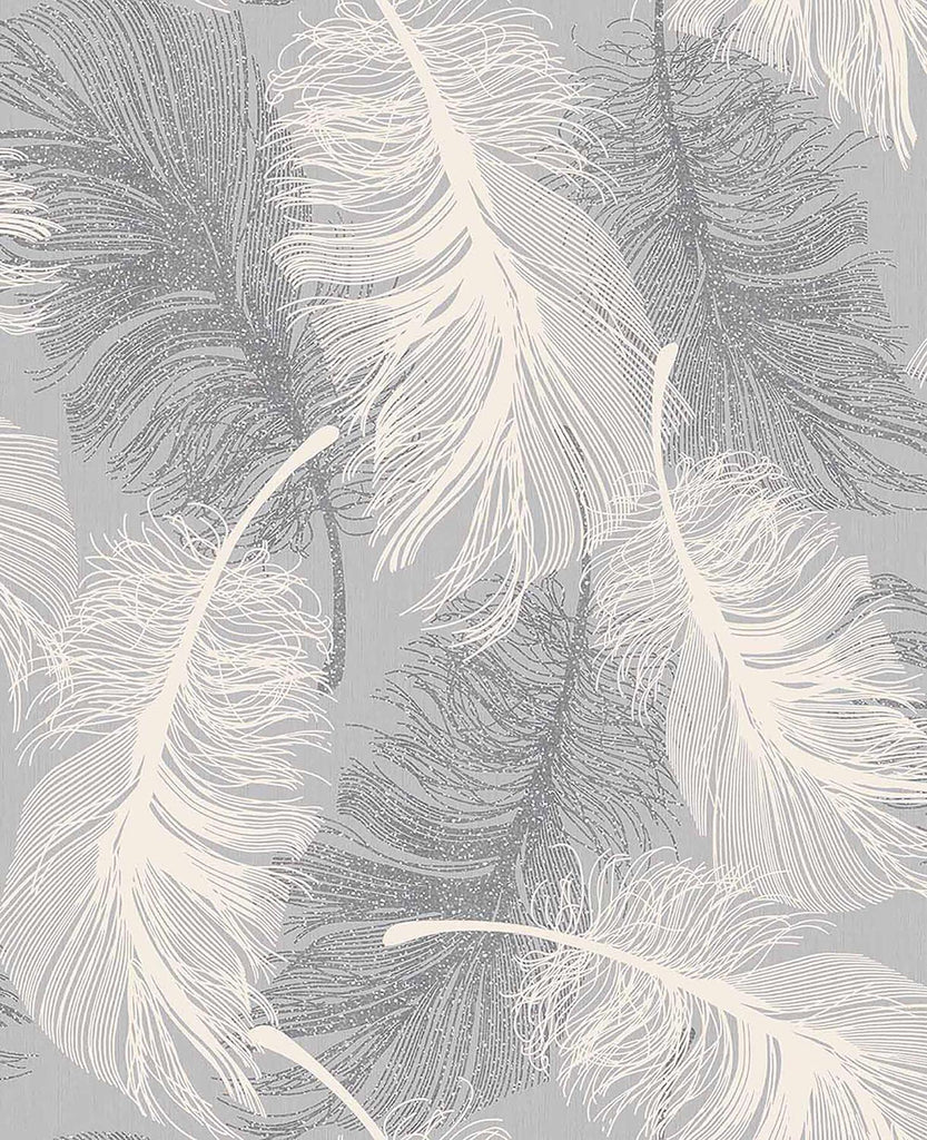 Brewster Home Fashions Alonso Grey Plume Wallpaper