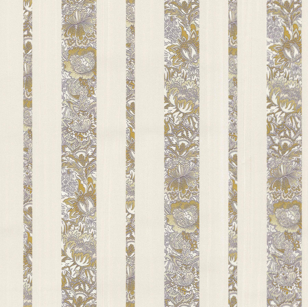 Brewster Home Fashions Certosa Floral Stripe Lavender Wallpaper