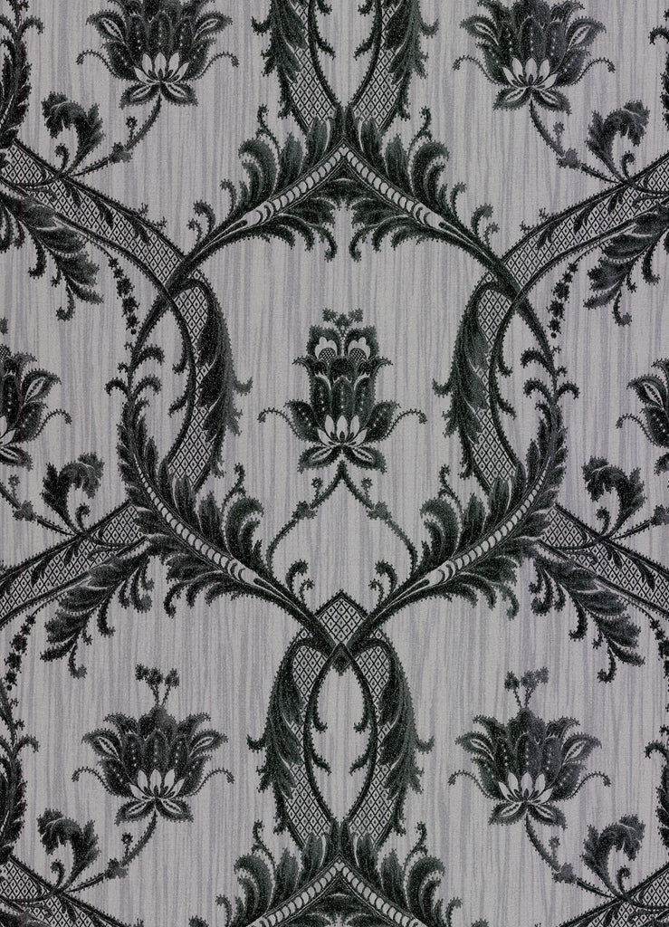 Brewster Home Fashions Vignole Grey Damask Wallpaper
