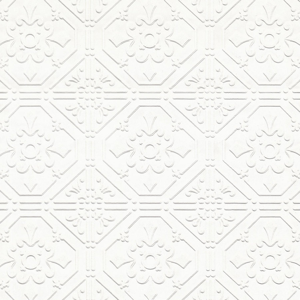 Brewster Home Fashions Brooklyn Tin Paintable White Wallpaper