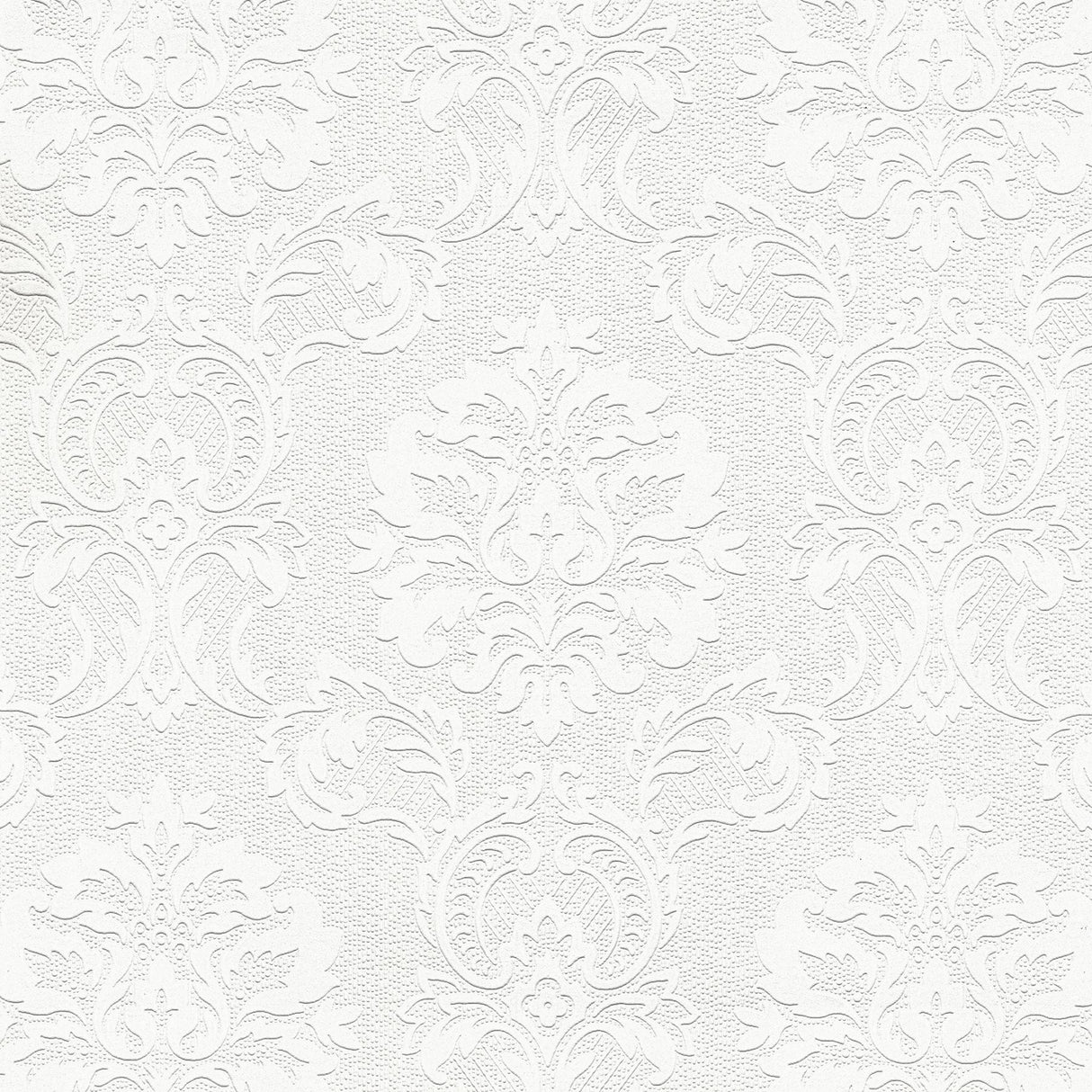 Brewster Home Fashions Plouf Damask Paintable White Wallpaper