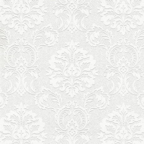 Brewster Home Fashions Plouf Damask Paintable White Wallpaper