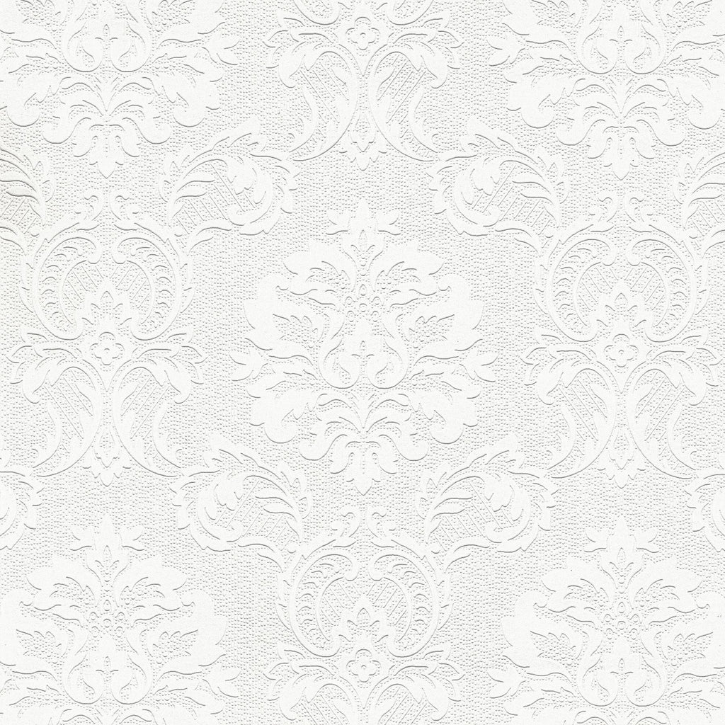 Brewster Home Fashions Plouf Damask Paintable White Wallpaper
