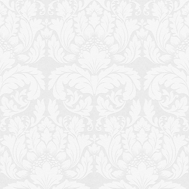 Brewster Home Fashions Jan White Damask Paintable Wallpaper