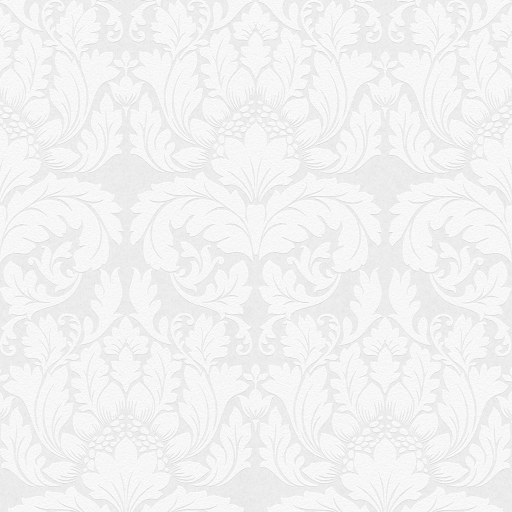 Brewster Home Fashions Jan Damask Paintable White Wallpaper
