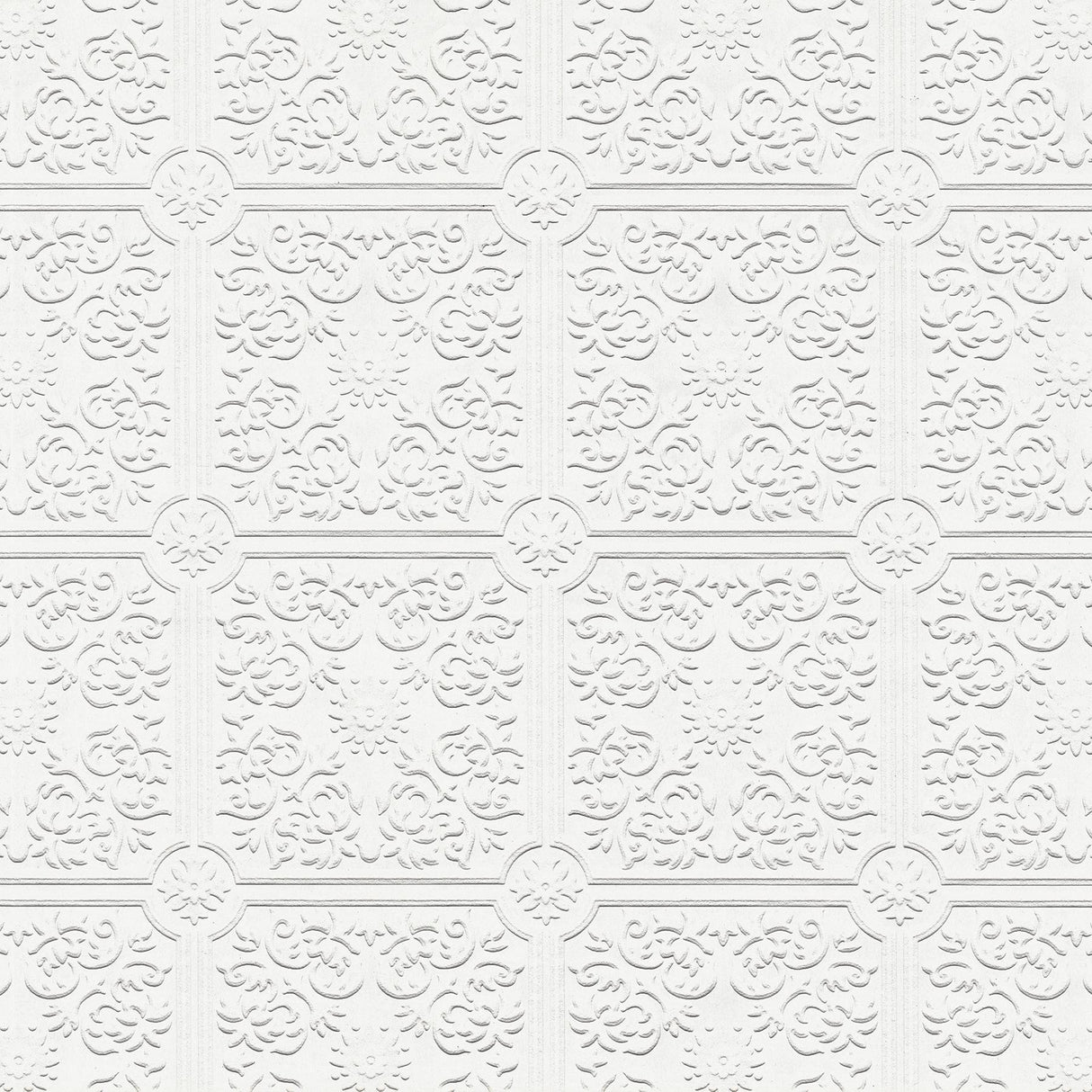 Brewster Home Fashions Nico White Tin Ceiling Square Paintable Wallpaper