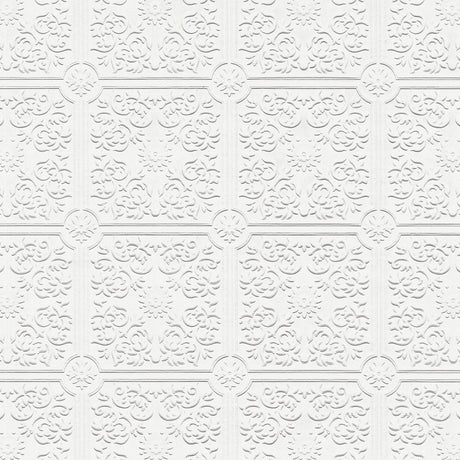 Brewster Home Fashions Nico White Tin Ceiling Square Paintable Wallpaper