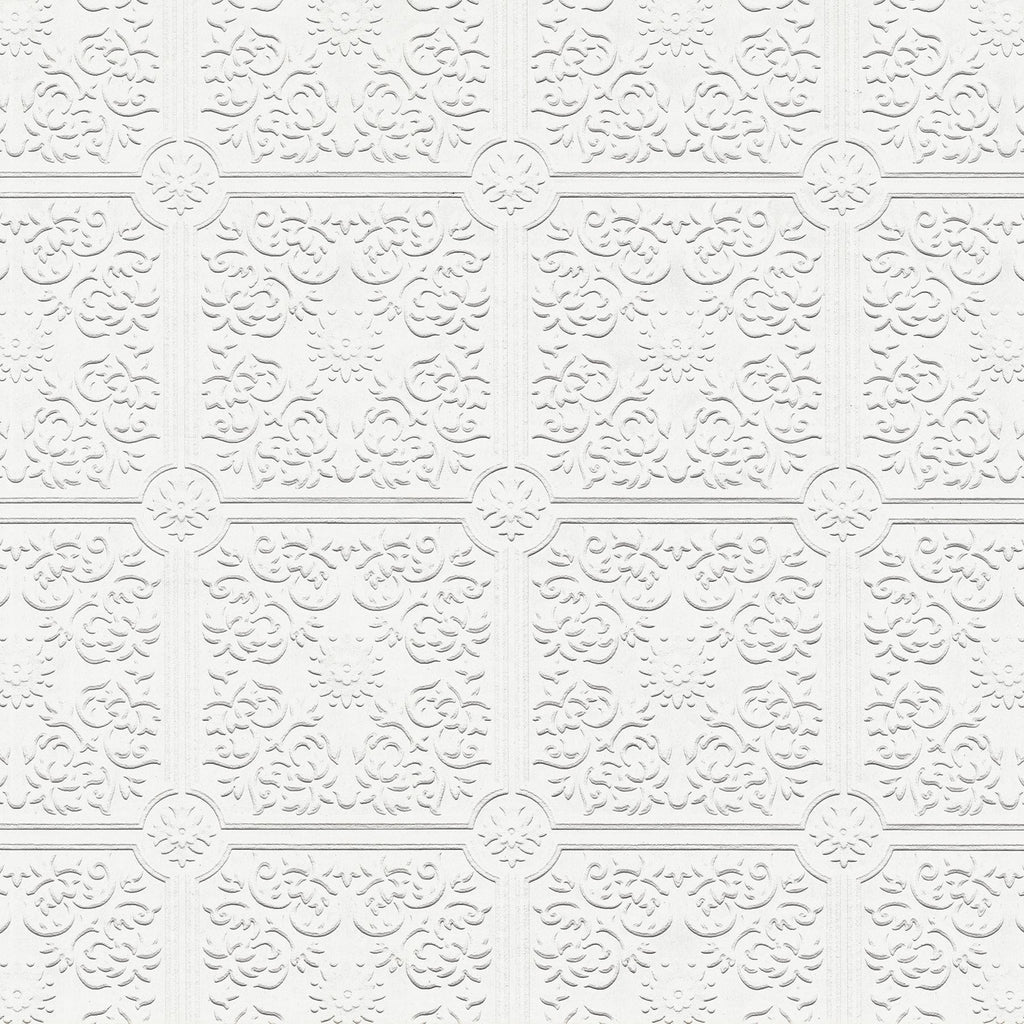 Brewster Home Fashions Nico White Tin Ceiling Square Paintable Wallpaper