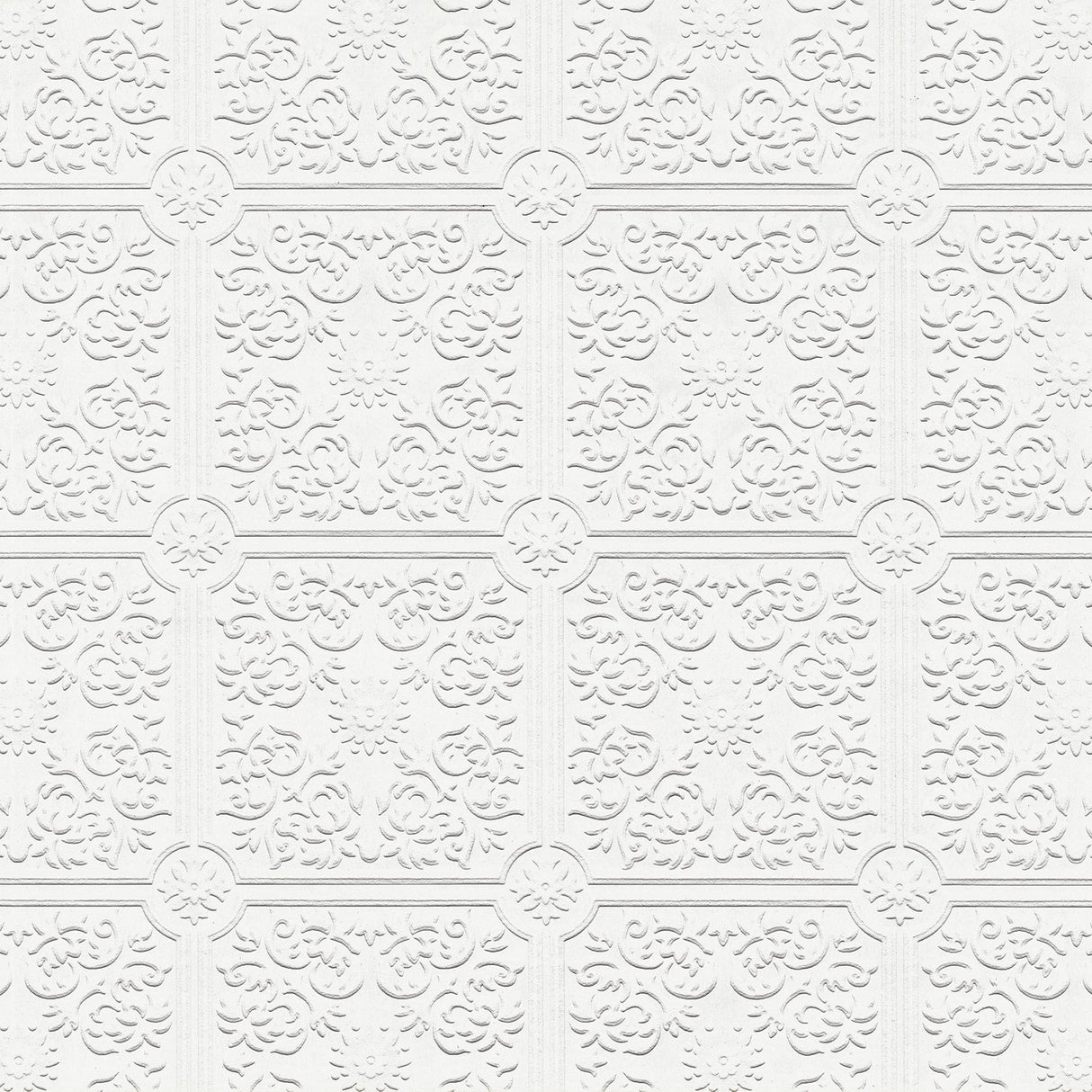 Brewster Home Fashions Nico Tin Ceiling Square Paintable White Wallpaper