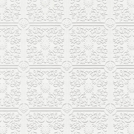 Brewster Home Fashions Nico Tin Ceiling Square Paintable White Wallpaper