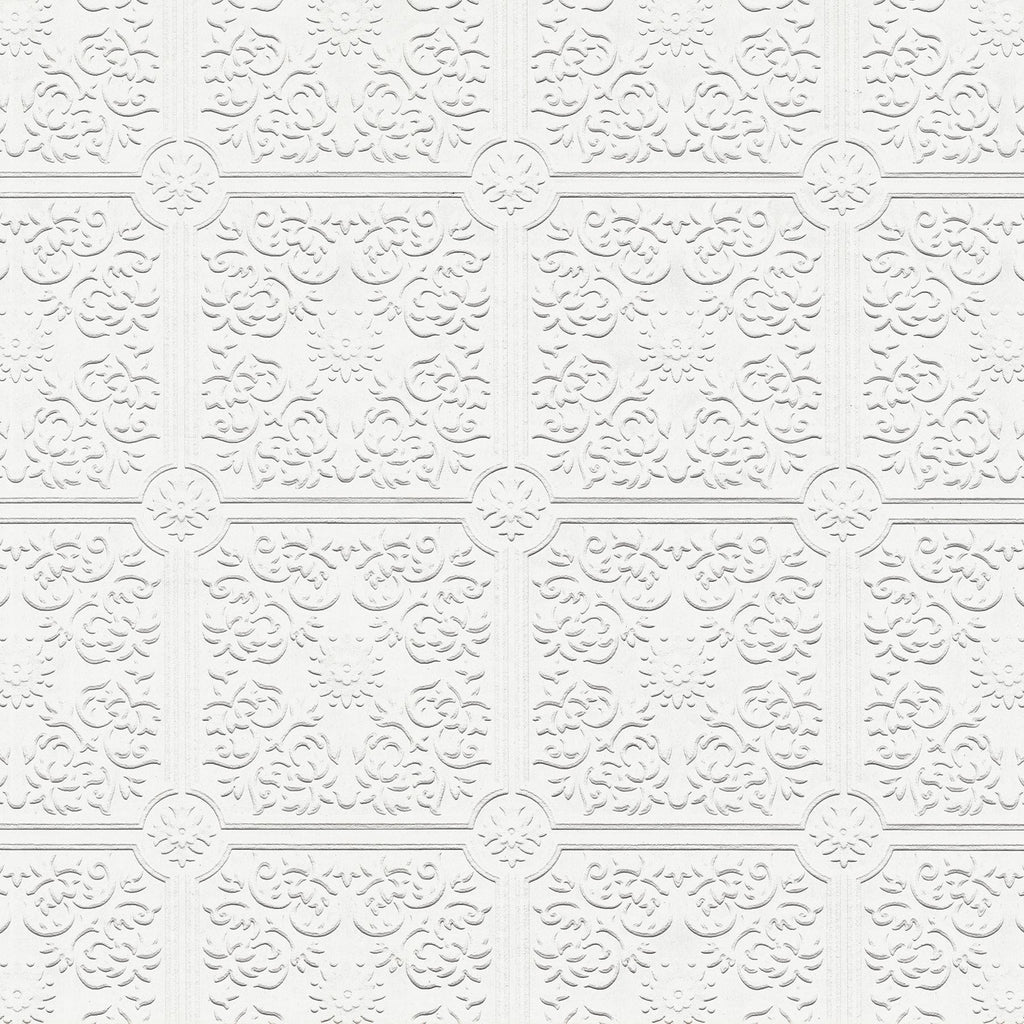 Brewster Home Fashions Nico Tin Ceiling Square Paintable White Wallpaper