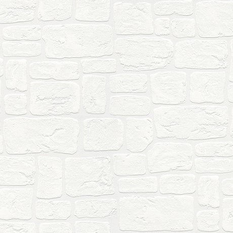 Brewster Home Fashions Gaffrey Stone Paintable White Wallpaper