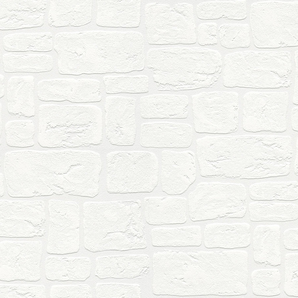 Brewster Home Fashions Gaffrey Stone Paintable White Wallpaper