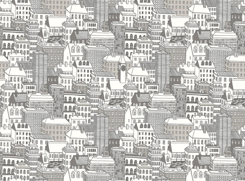 Brewster Home Fashions City Views Dove Grey Wall Mural