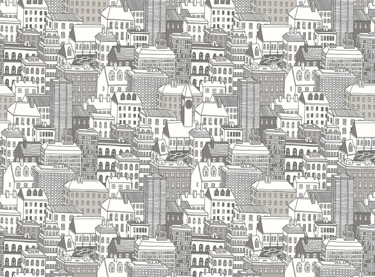 Brewster Home Fashions City Views Dove Grey Wall Mural Greys Wallpaper