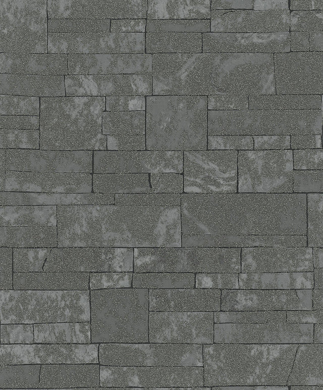 Brewster Home Fashions Hernando Charcoal Stones Wallpaper