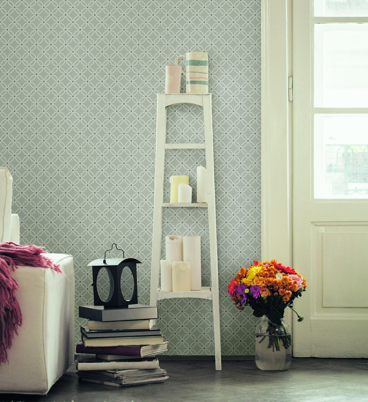 Brewster Home Fashions Kinetic Grey Geometric Floral Wallpaper