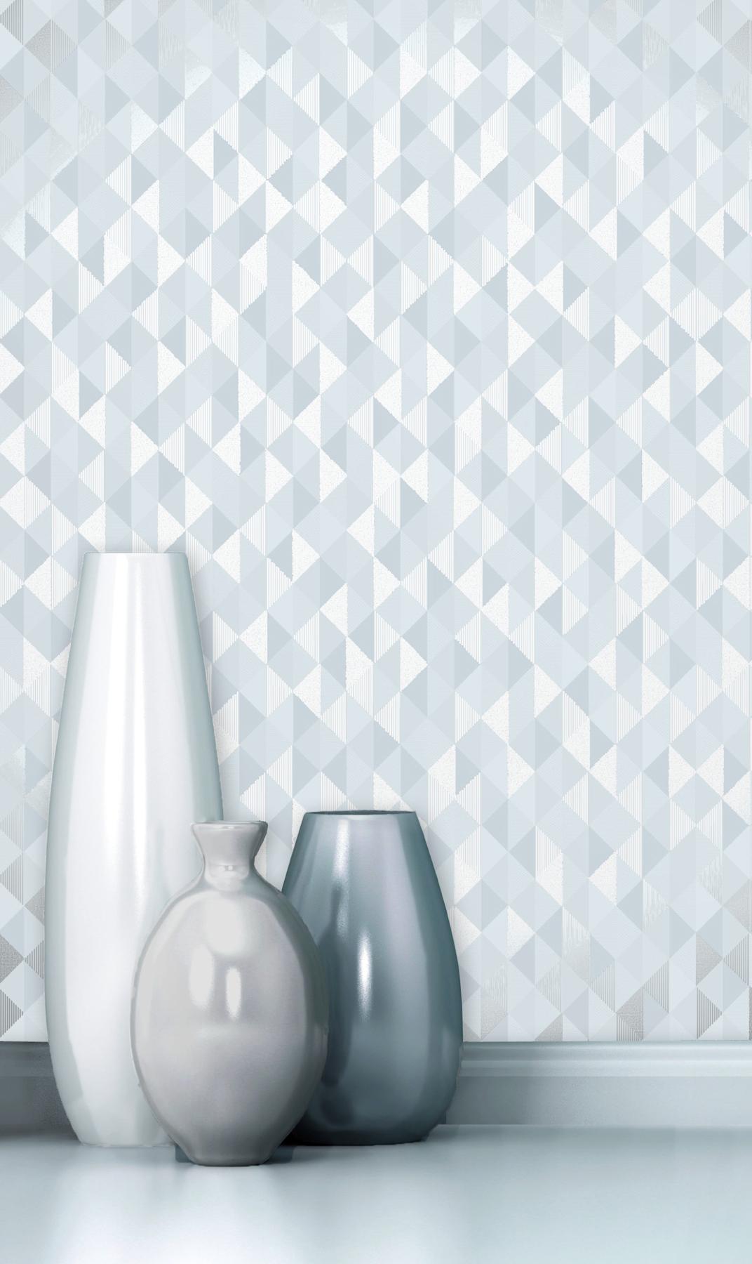 Brewster Home Fashions Ethan Silver Triangle Wallpaper
