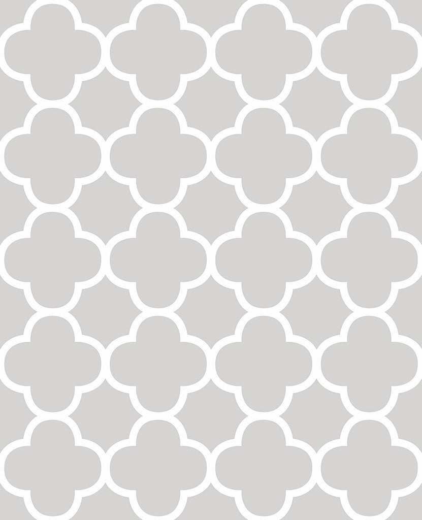 Brewster Home Fashions Origin Quatrefoil Grey Wallpaper