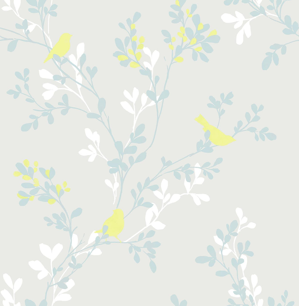 Brewster Home Fashions Chirp Grey Birds & Trees Wallpaper