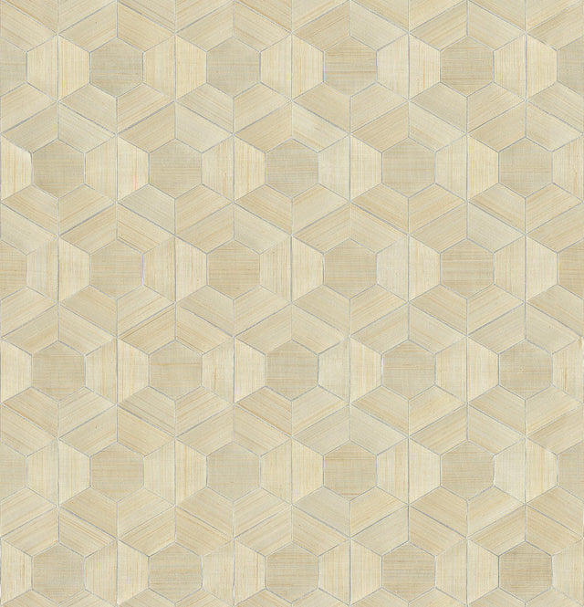 A-Street Prints Linzhi Metallic Abaca Grasscloth Inlay Wallpaper