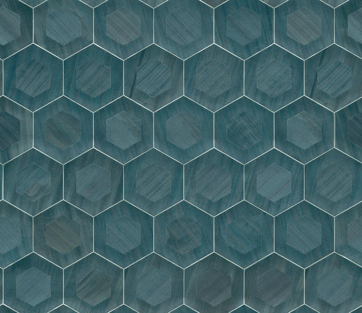 A-Street Prints Shunan Wood Veneer Inlay Blue Wallpaper