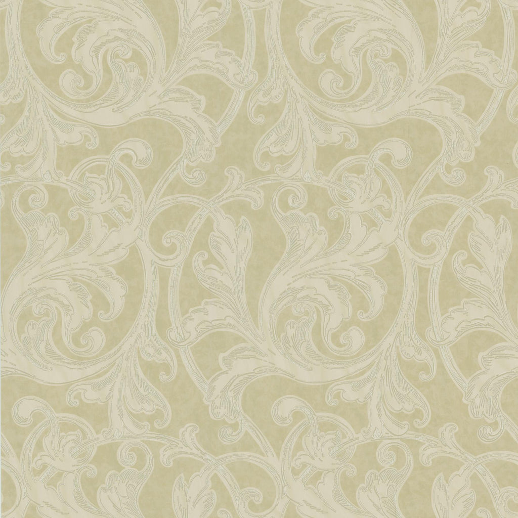 Brewster Home Fashions Yellow Acanthus Leaf Scroll Wallpaper