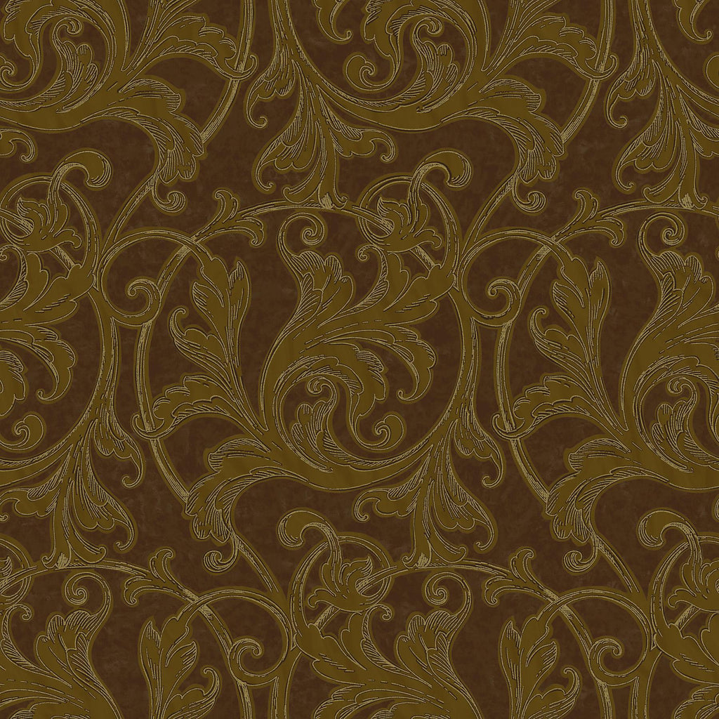 Brewster Home Fashions Copper Acanthus Leaf Scroll Wallpaper