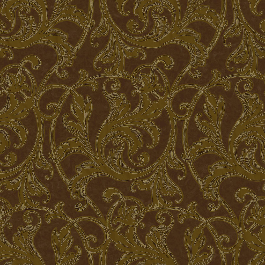 Brewster Home Fashions Acanthus Leaf Scroll Copper Wallpaper