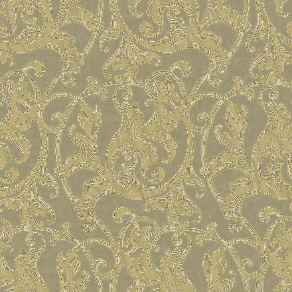 Brewster Home Fashions Acanthus Leaf Scroll Gold Wallpaper