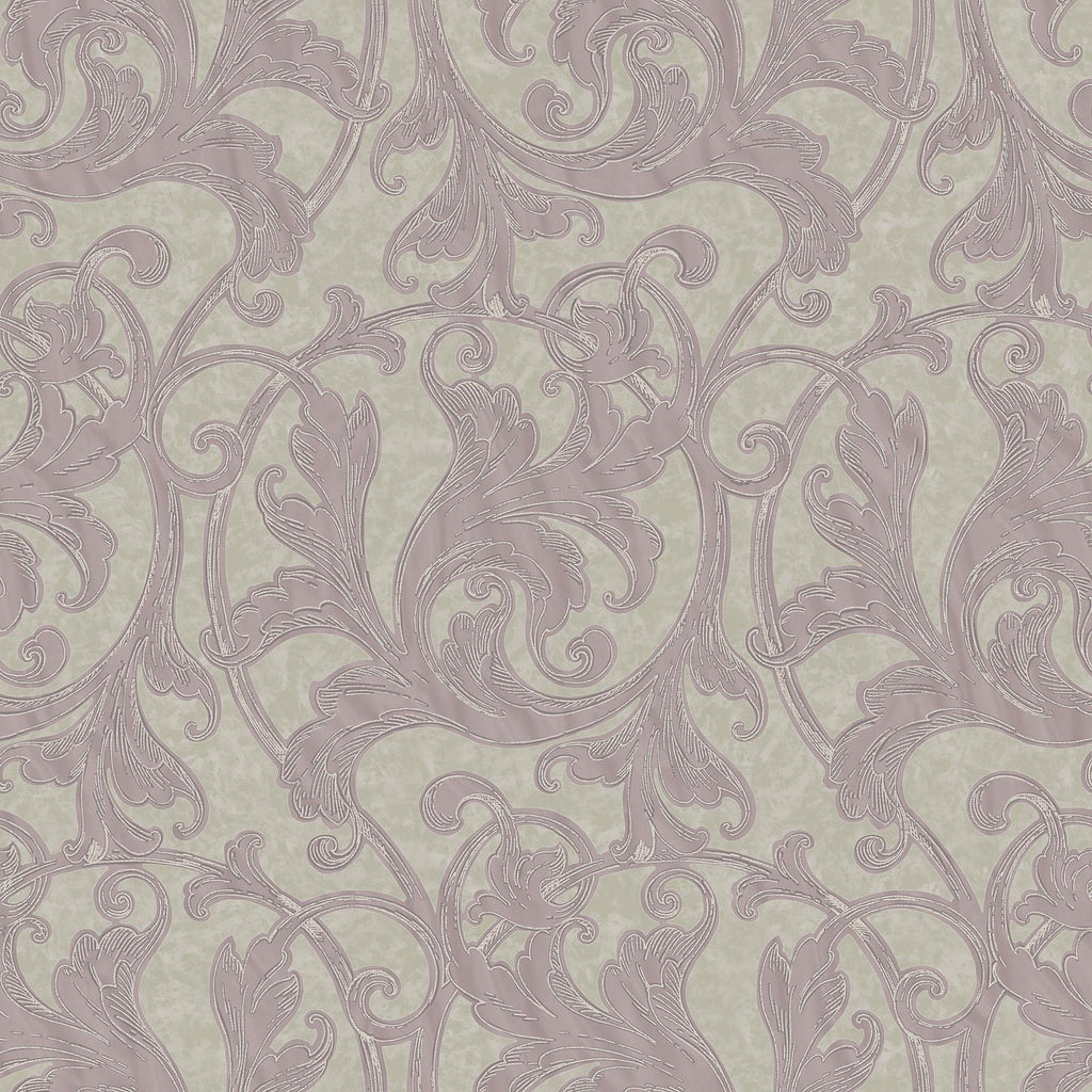 Brewster Home Fashions Purple Acanthus Leaf Scroll Wallpaper