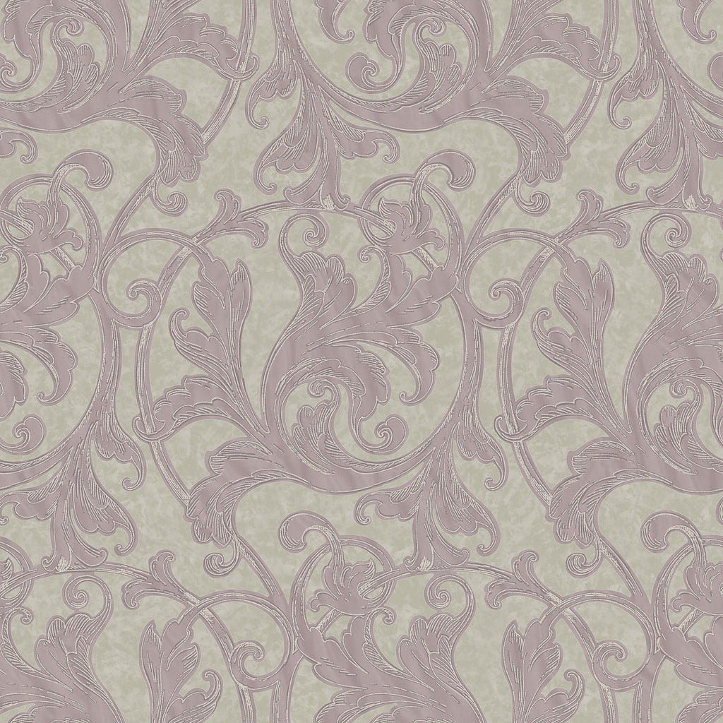 Brewster Home Fashions Acanthus Leaf Scroll Purple Wallpaper