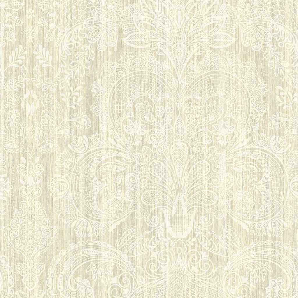 Brewster Home Fashions Cream Lace Damask Wallpaper