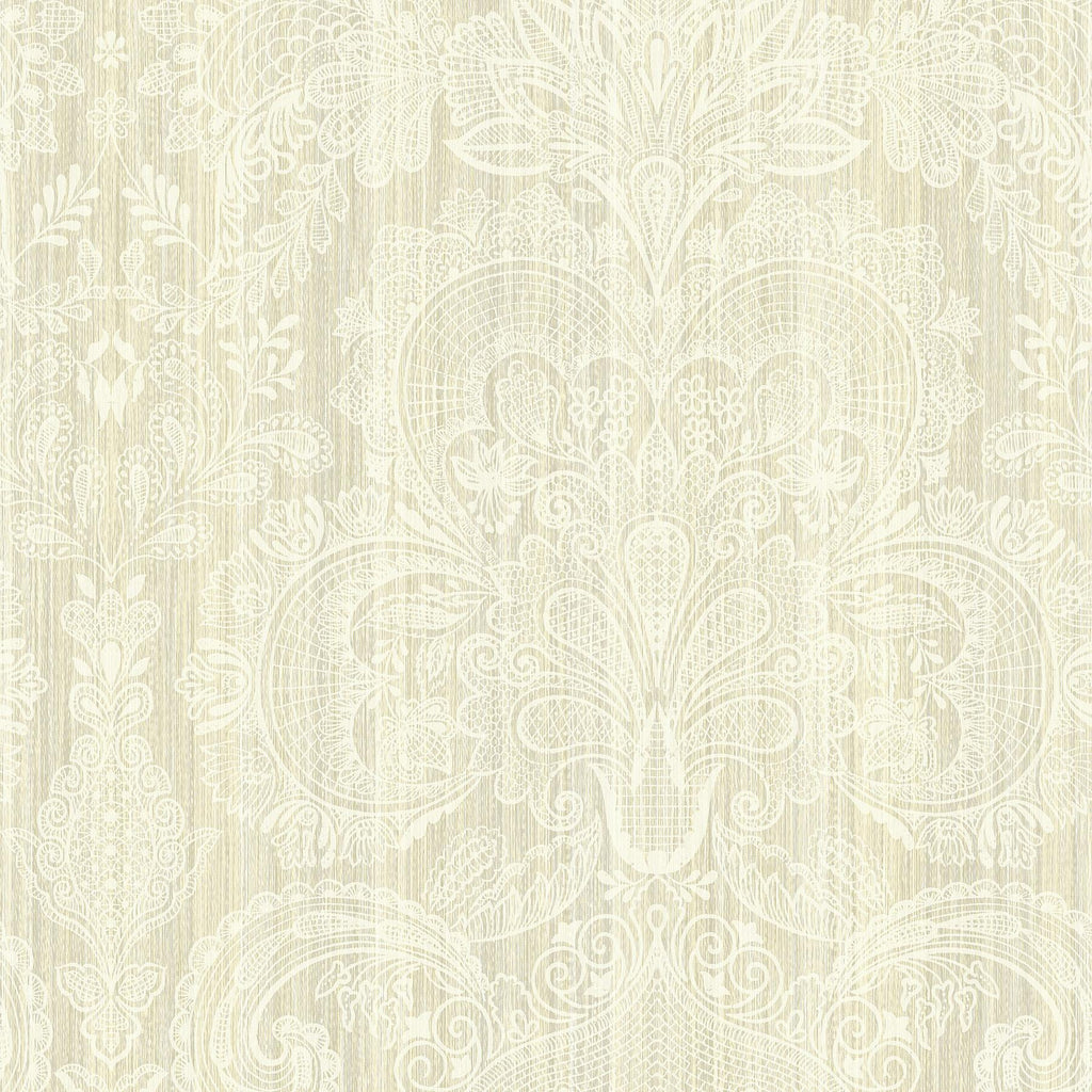 Brewster Home Fashions Lace Damask Cream Wallpaper
